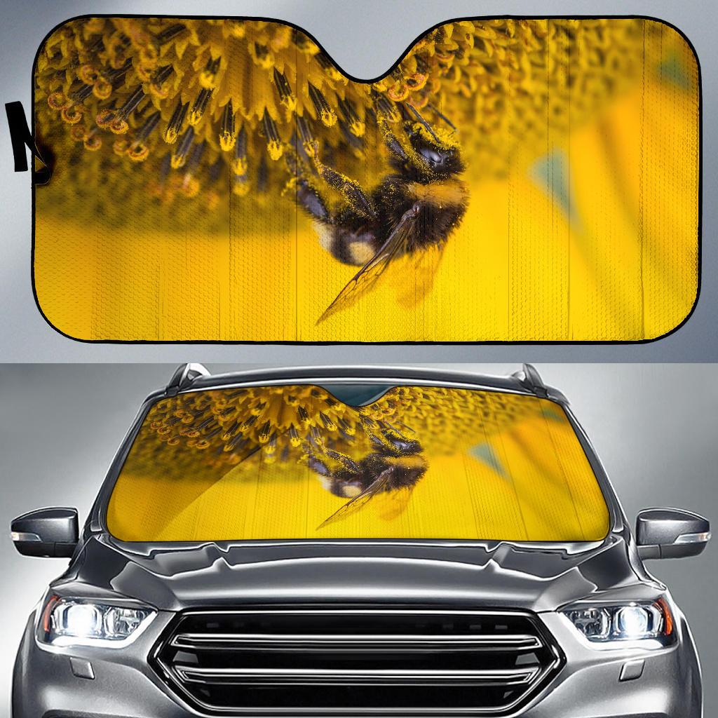 Bee Sunflower Bee Pollen 4K Car Sun Shade Gift Ideas 2022