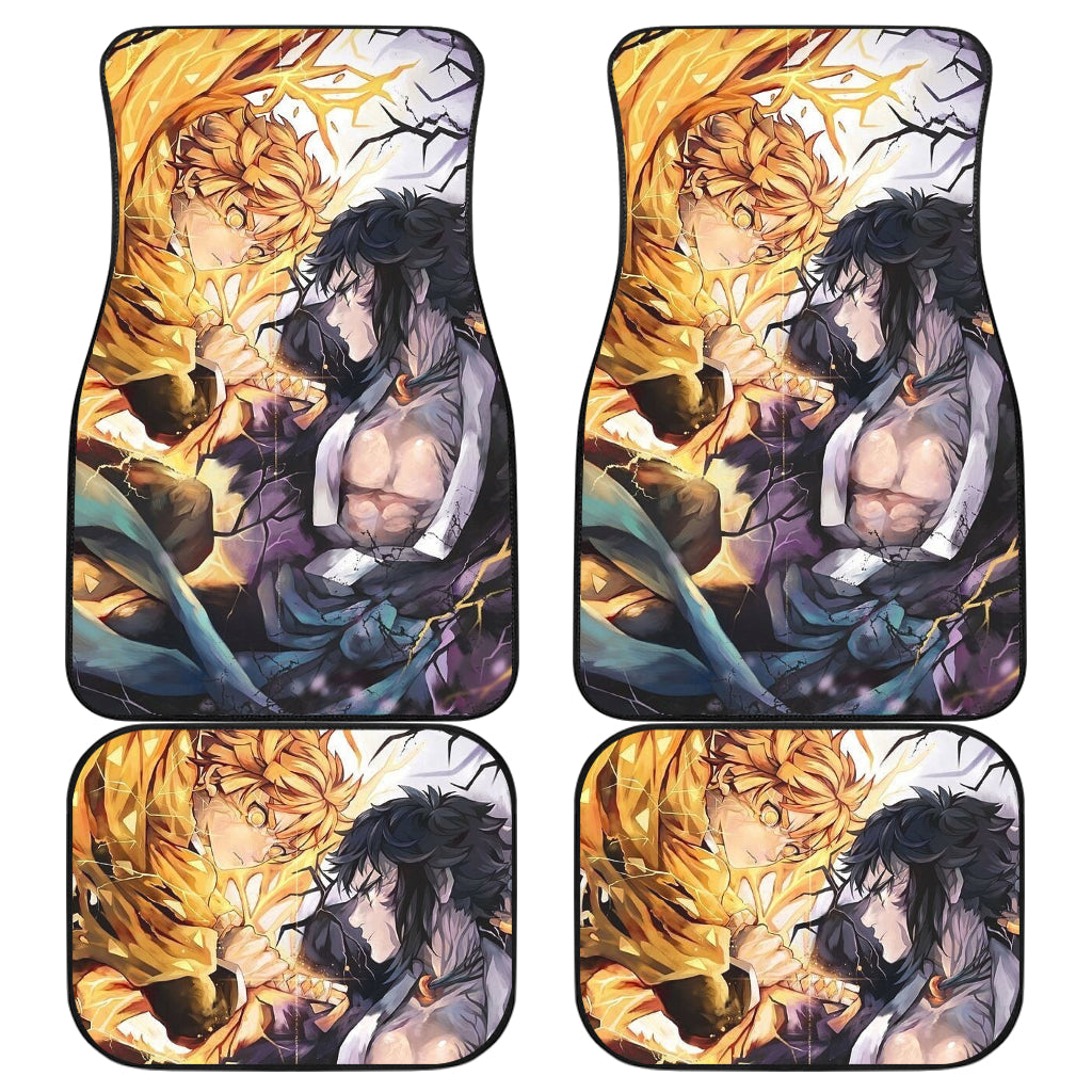 Zenitsu Agatsuma Vs Kaigaku Demon Slayer Uniform Anime Car Mats Car Accessoriesa Car Decor