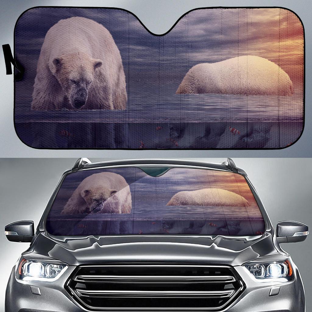 Polar Bears Ocean Underwater Sunset 4K 8K Car Sun Shade Gift Ideas 2022