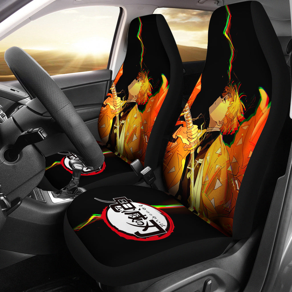 Dark Thunderzenitsu Agatsuma Demon Slayer Car Seat Covers Gift For Fan Anime