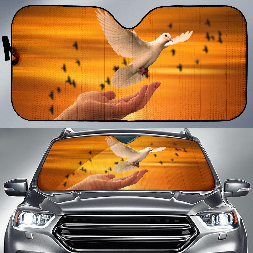 Dove Hand Peace Sunrise 5K Car Sun Shade Gift Ideas 2022