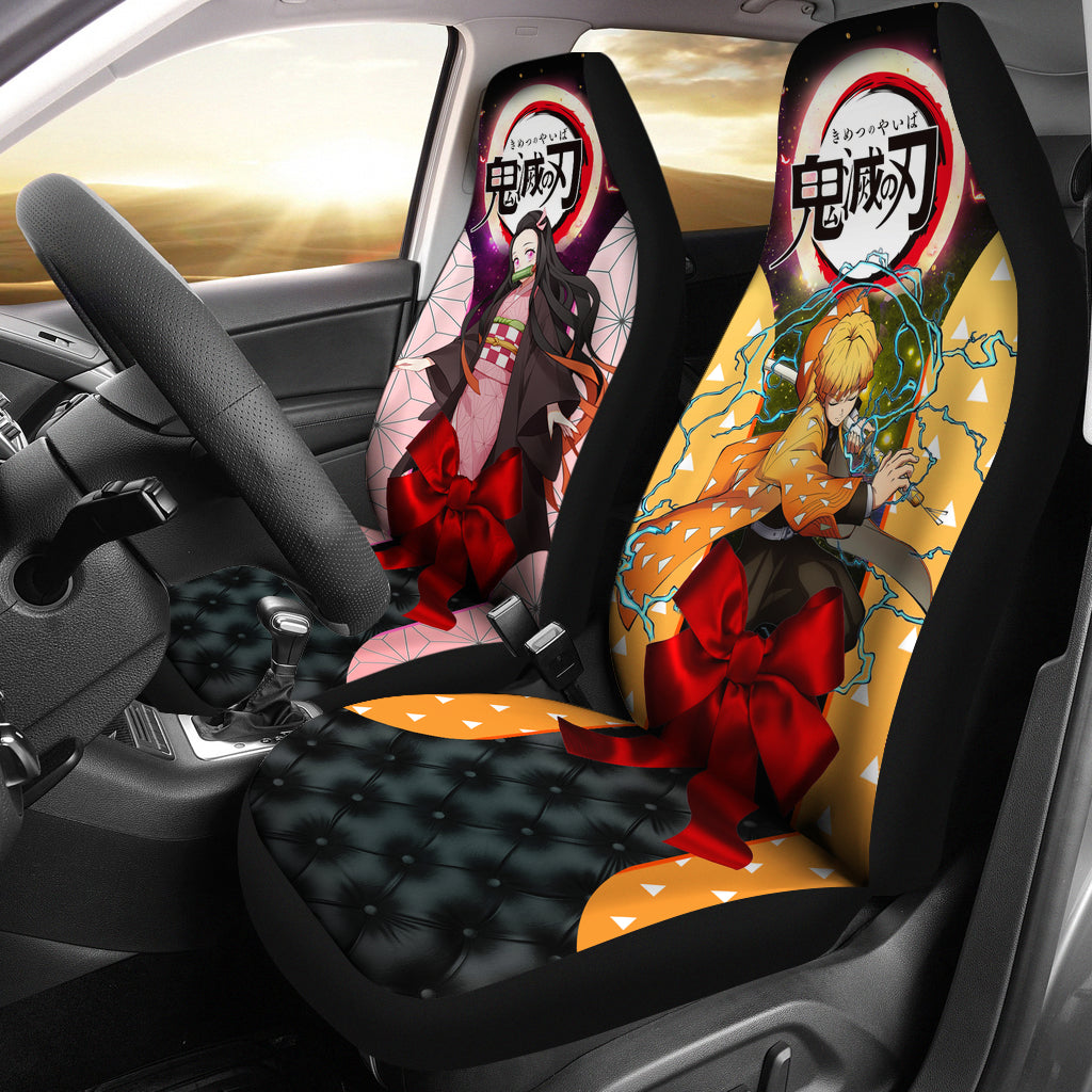 Zenitsu And Nezuko Premium Custom Car Seat Covers Decor Protector