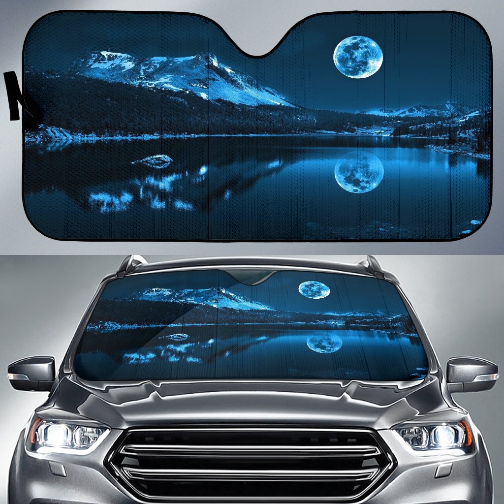 Snowy Mountain Under Full Moon Sun Shade Gift Ideas 2021