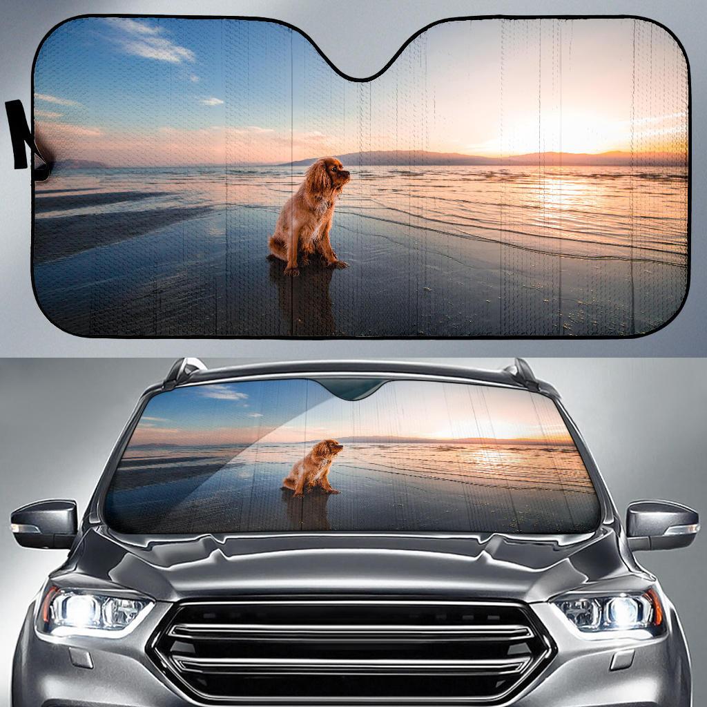 Dog Dusk Beach Seashore Hd 5K Car Sun Shade Gift Ideas 2022