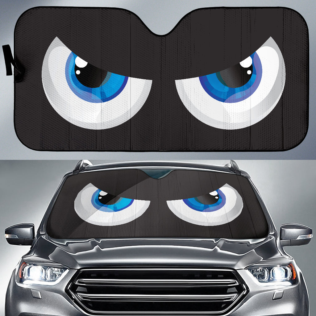 Cartoon Funny Angry Blue Eyes Car Auto Sun Shades Windshield Accessories Decor Gift