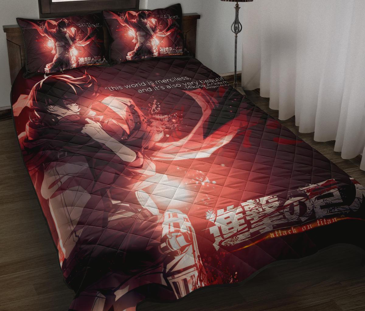 Mikasa Attack On Titan Anime Quilt Bed Set Pillow Case Amazing Decor Gift Ideas 3