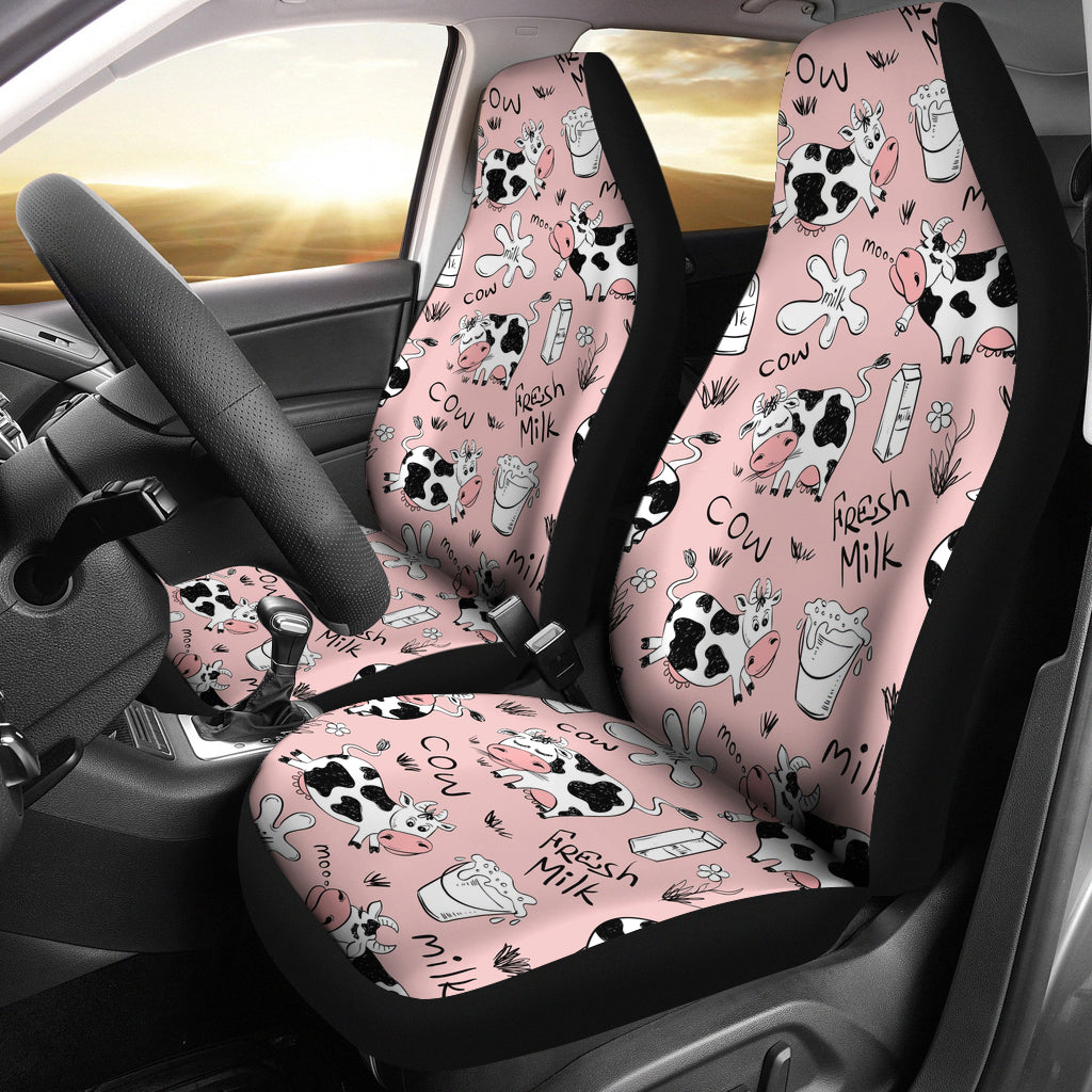 Pink Funny Cow Print Car Seat