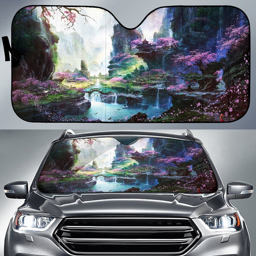 Cherry Blossoms Tree Near Waterfall Sun Shade Gift Ideas 2021