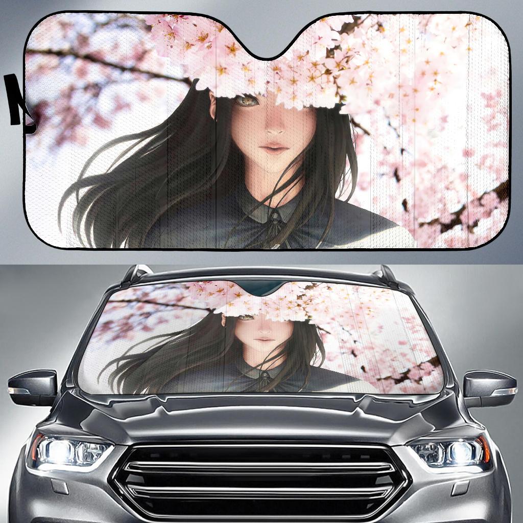 Anime Girl Beautiful Cherry Blossom Sakura Hd Car Sun Shade Gift Ideas 2022