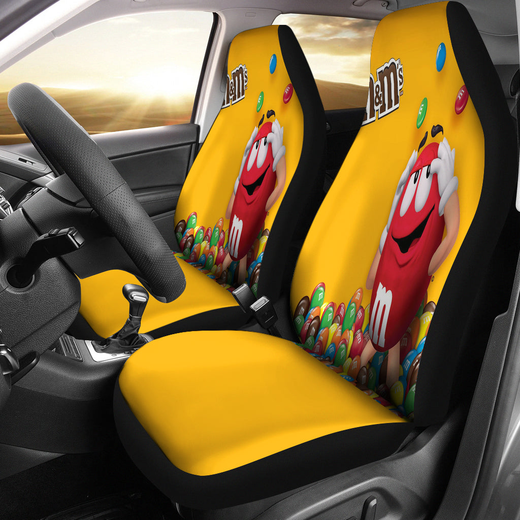 Red Yellow M&M Chocolate 1 Car Seat Covers Car Accessories Decoration