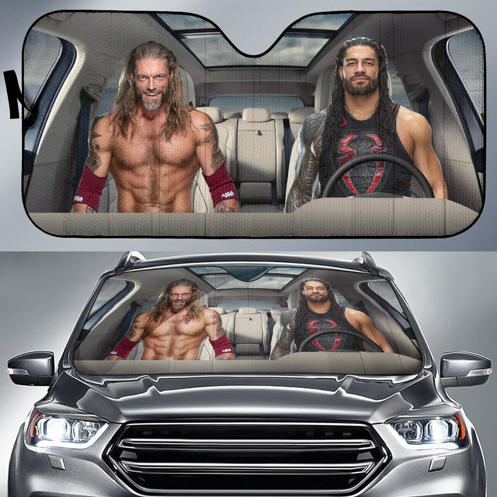 Roman Reigns Vs. Edge Wwe Driving Auto Sun Shade