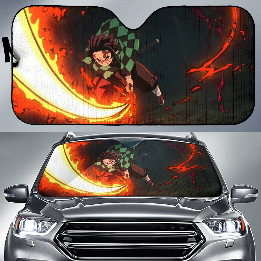 Demon Slayer Dance Of The Fire God Car Auto Sunshade Anime 2022 Amazing Best Gift Ideas 2022