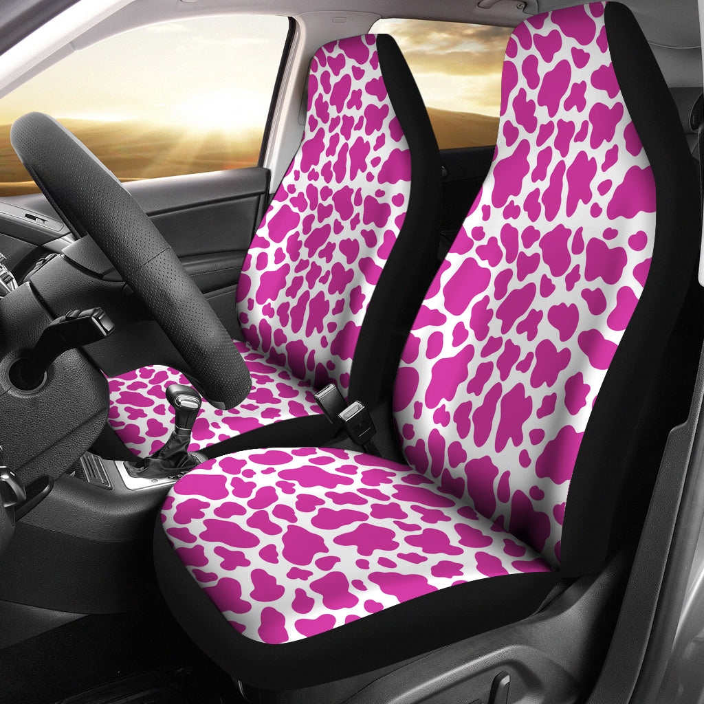 Pink Cow Print Car Seat