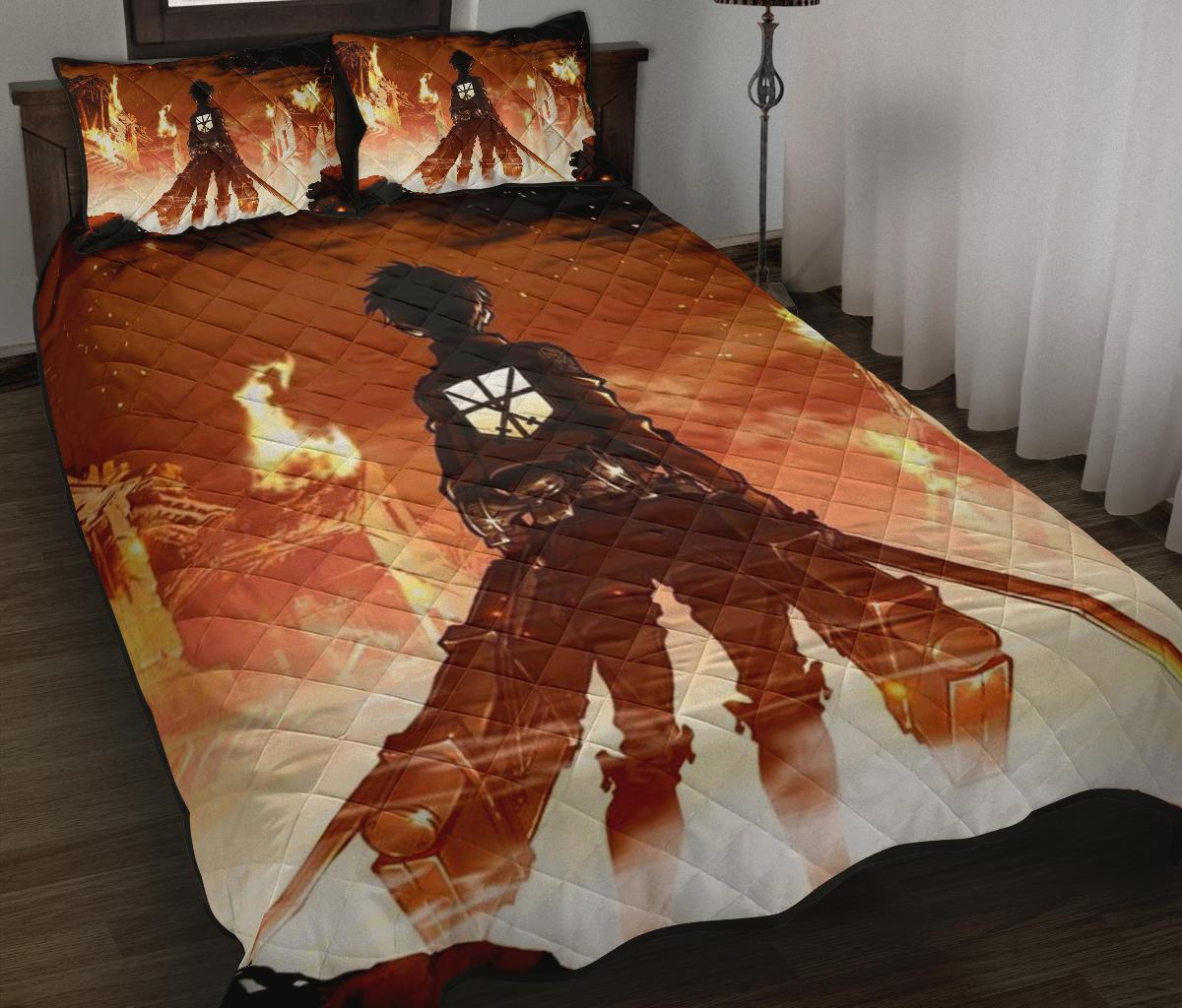 Attack On Titan 2 Anime Quilt Bed Set Pillow Case Amazing Decor Gift Ideas