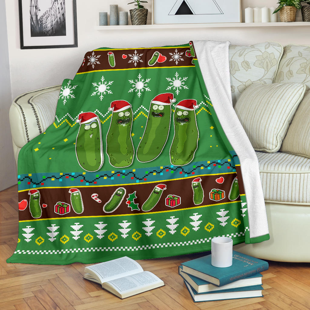 Pickle Rick Christmas Blanket Amazing Gift Idea