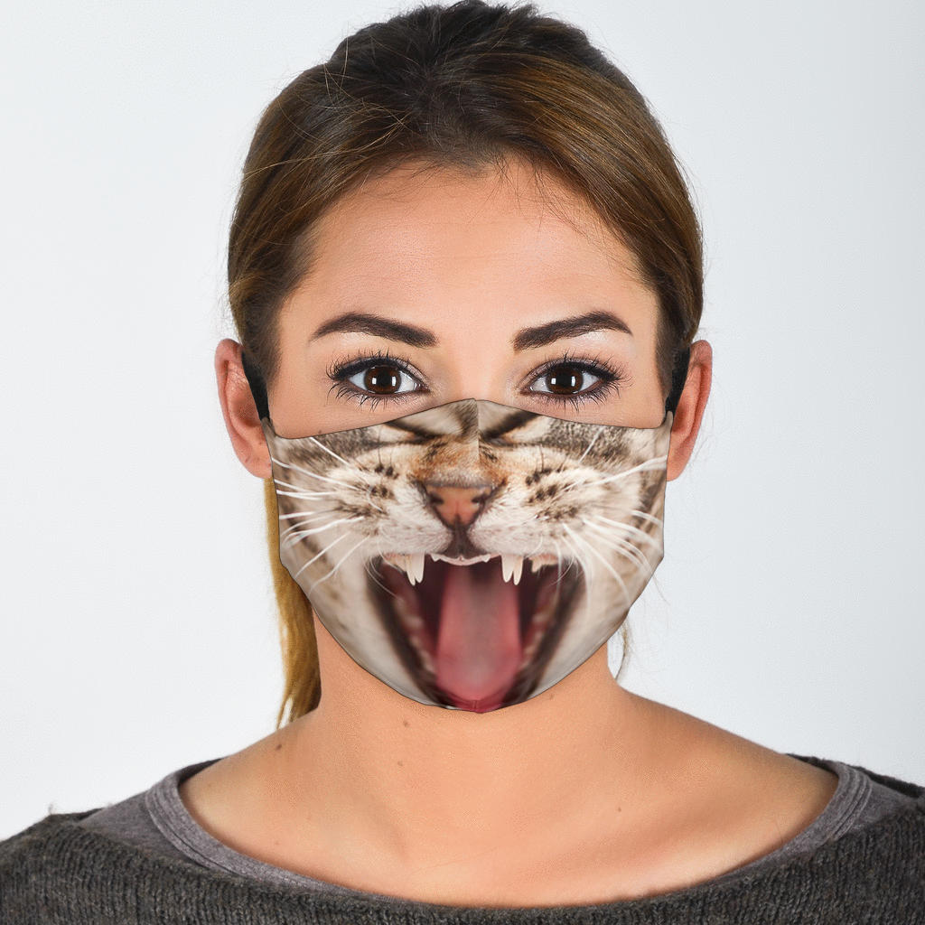 Angry Cute Cat Face Mask