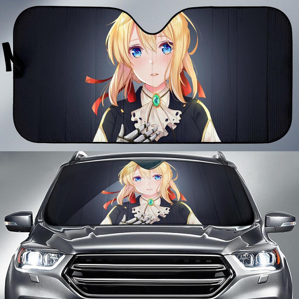 Violet Evergarden Anime Girl Black 4K Car Sun Shade Gift Ideas 2022