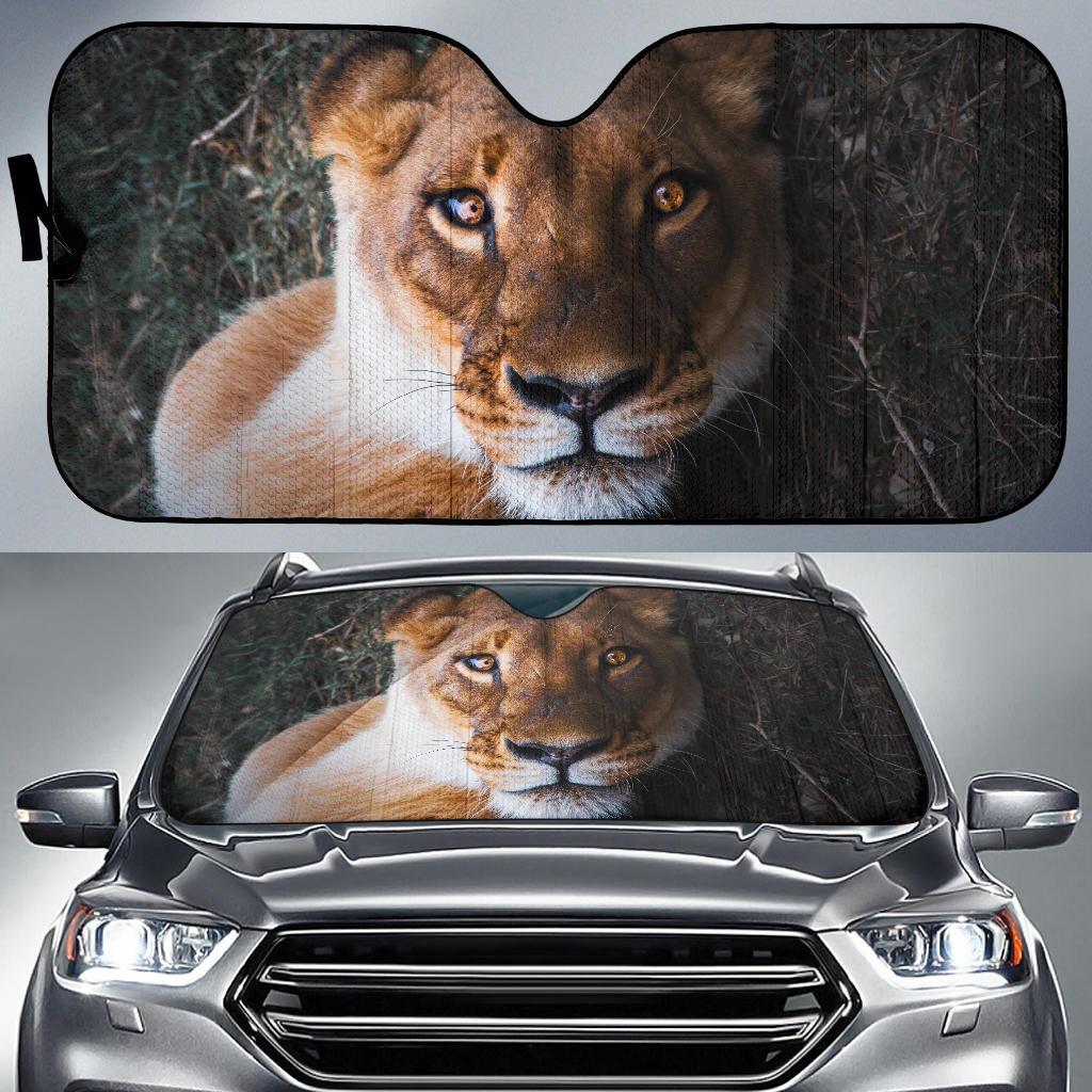 Lioness Female Lion Close Up 4K Car Sun Shade Gift Ideas 2021