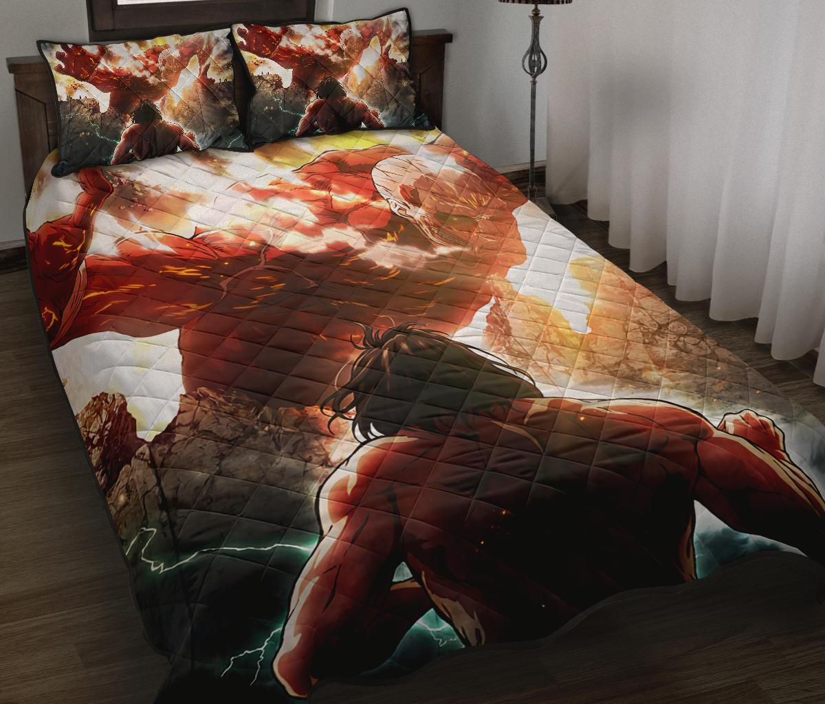 Attack On Titan 8 Anime Quilt Bed Set Pillow Case Amazing Decor Gift Ideas