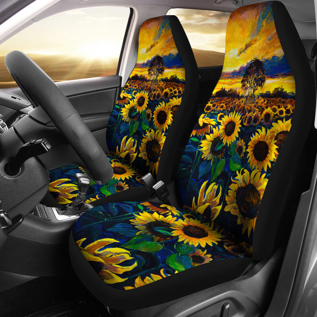 Painting Sunflower Art Car Seat Covers