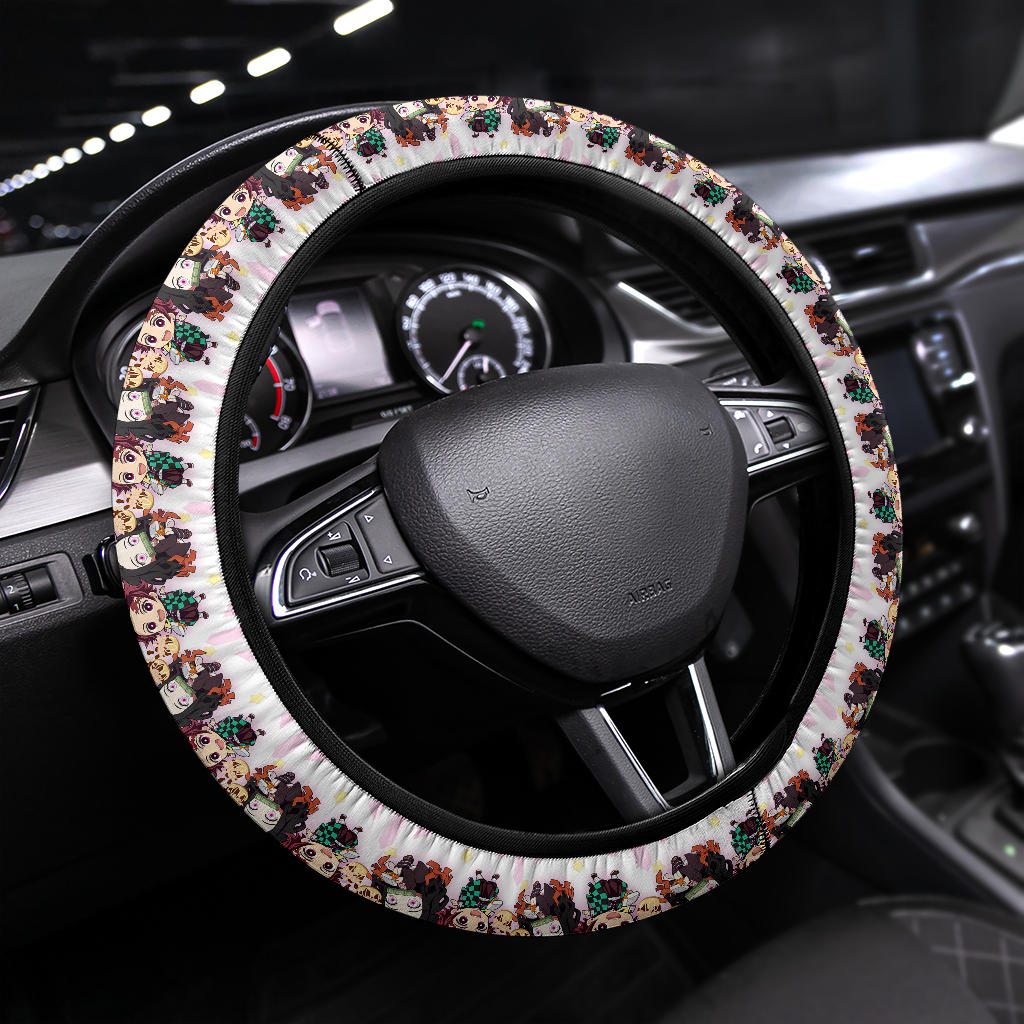 Chipi Demon Slayer Anime Car Steering Wheel Cover 3