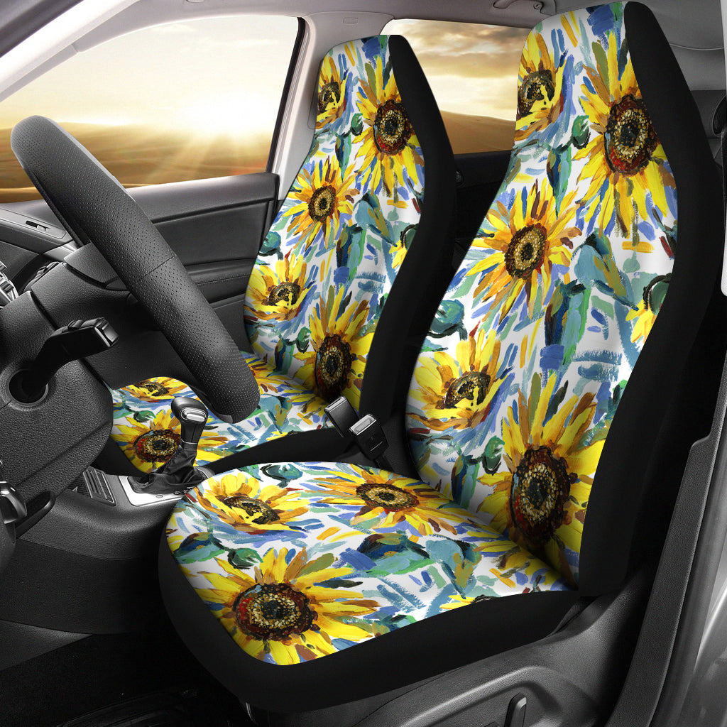 Painting Sunflower Car Seat Covers