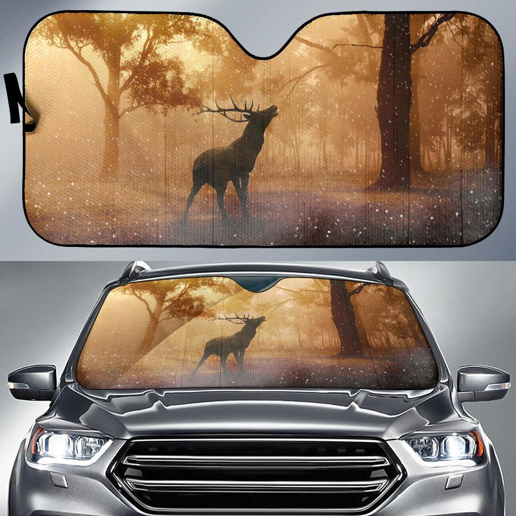 Red Deer Sun Light Forest 4K Car Sun Shade Gift Ideas 2021