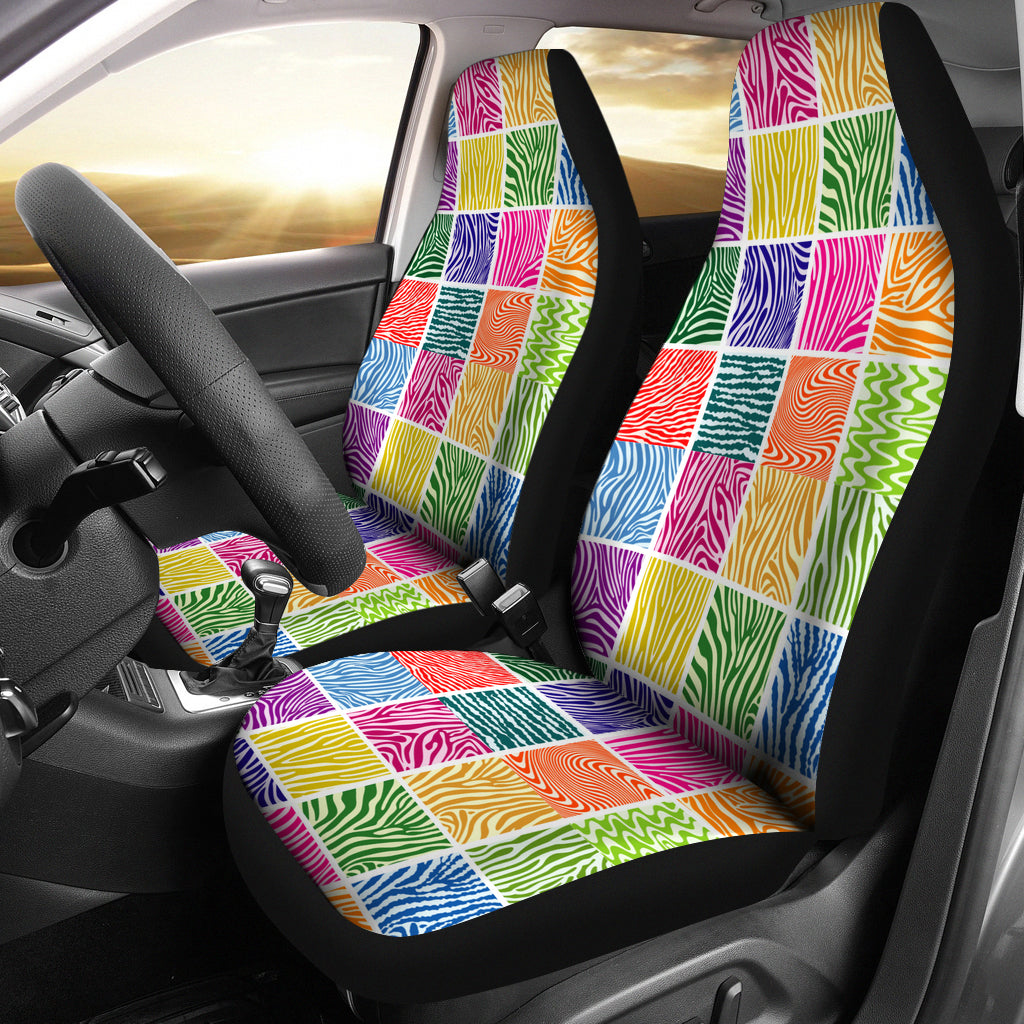 Colorful Zebra Seat Covers