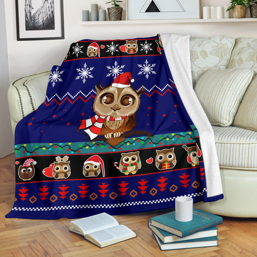 Owl Cute Blue Christmas Blanket Amazing Gift Idea
