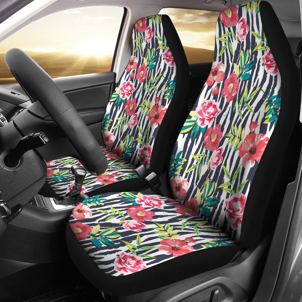 Red Flower Zebra Seat Covers