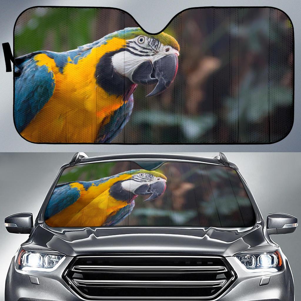 South American Parrot Blue And Yellow Macaw Hd Car Sun Shade Gift Ideas 2022