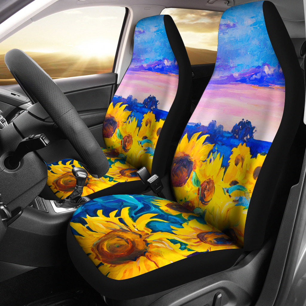 Painting Sunflower Hd Car Seat Covers