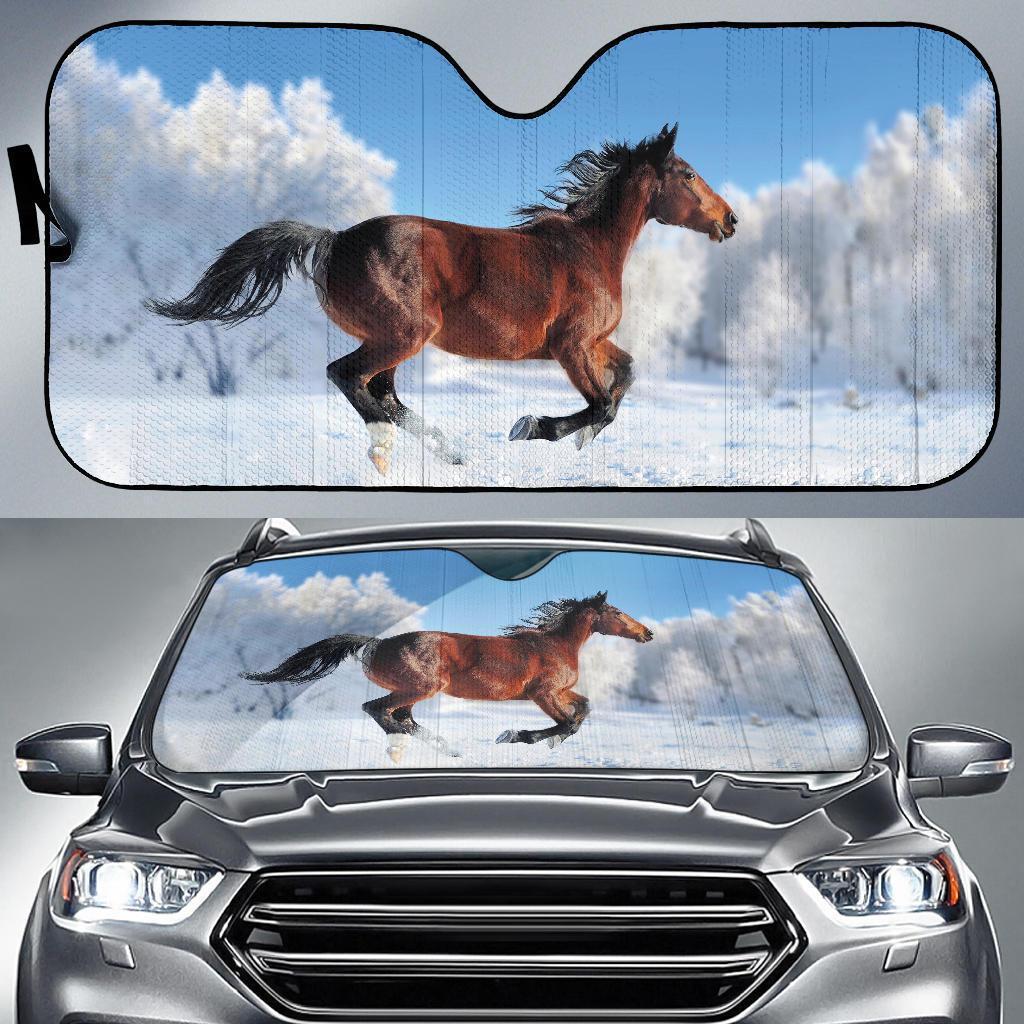 Snow Winter Horse Auto Sun Shades Amazing Best Gift Ideas 2022