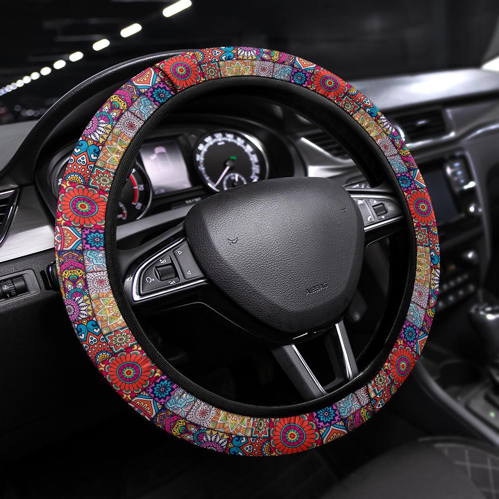 Color Flowers Premium Car Steering Wheel Cover