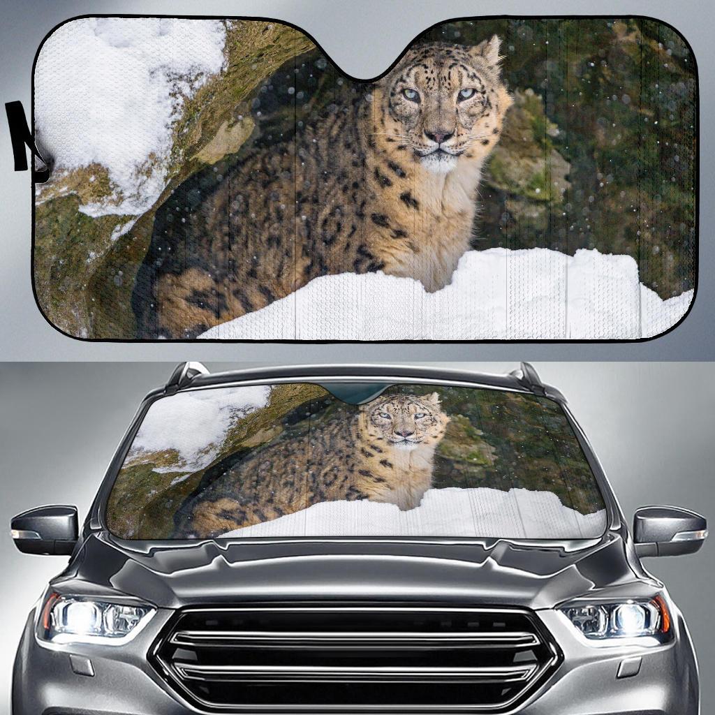 Villy Snow Leopard Cave Snow 4K Car Sun Shade Gift Ideas 2022