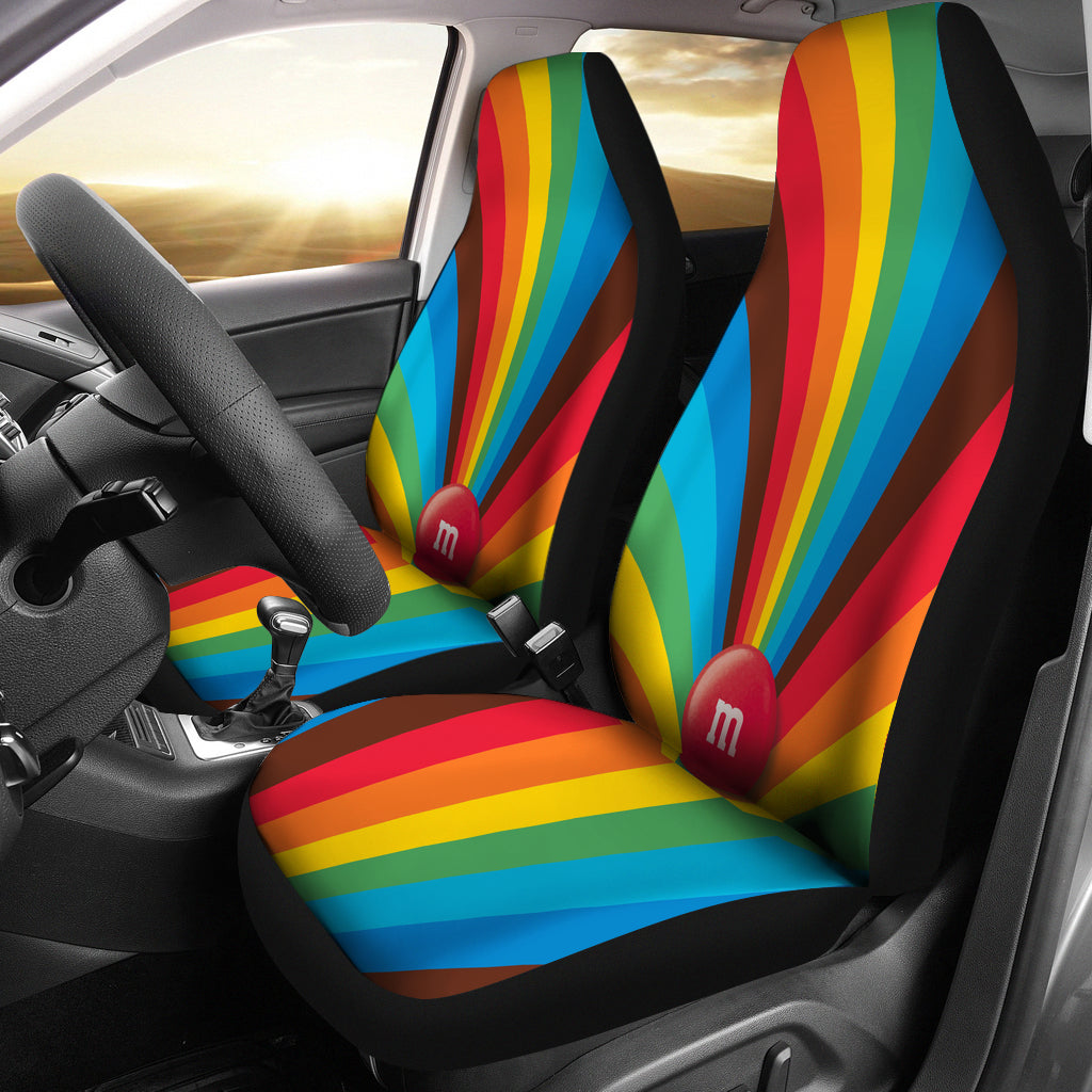 M&M Chocolate Rainbow Car Seat Covers Car Accessories Decoration