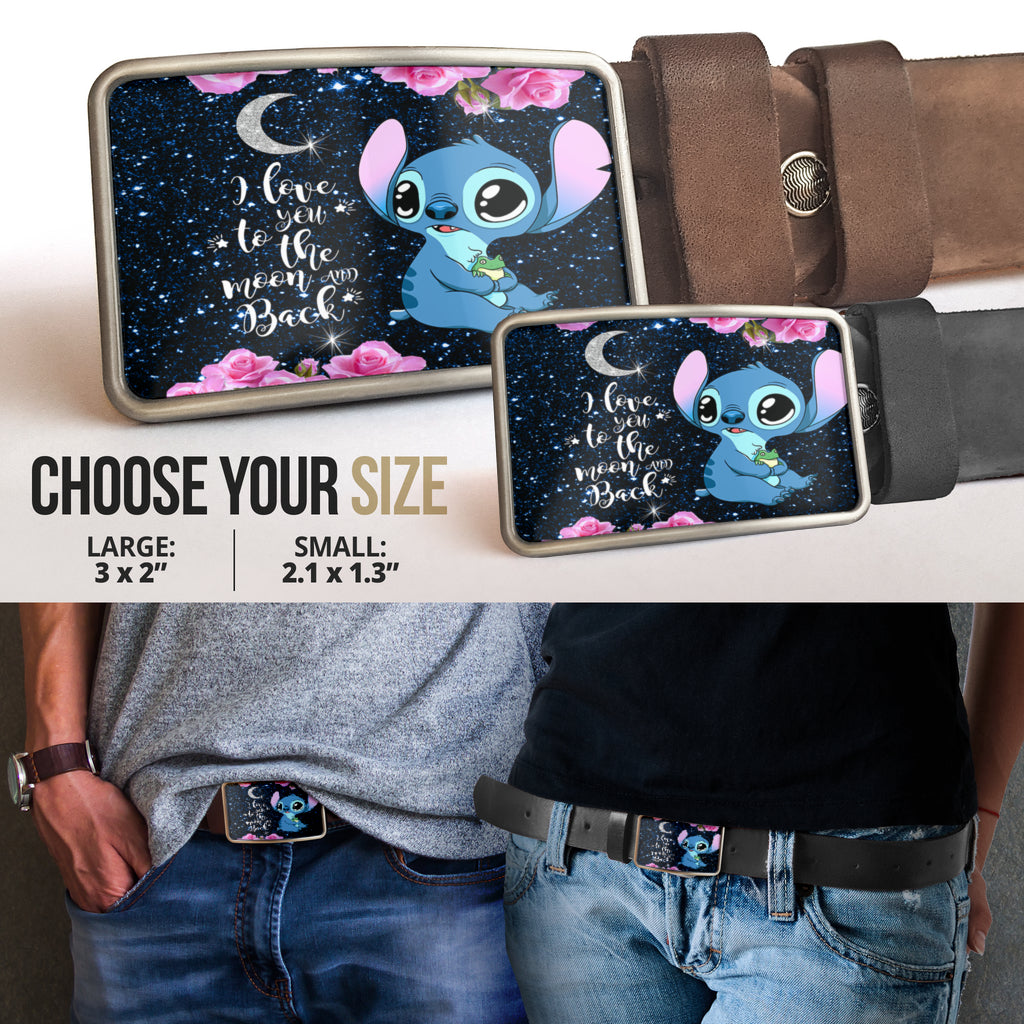 Stitch big eyes love you to the moon flower Belt Buckle 2021