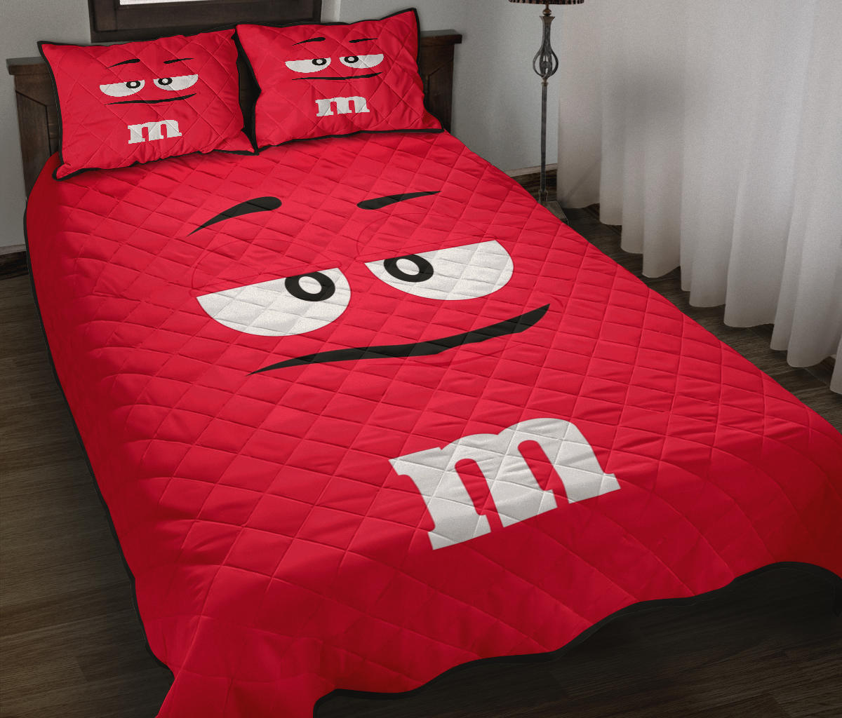 Chocolate M&M Red Quilt Bed Sets