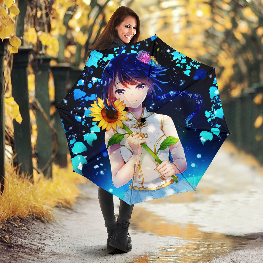 Anime Girl Sunflower Umbrella 2021