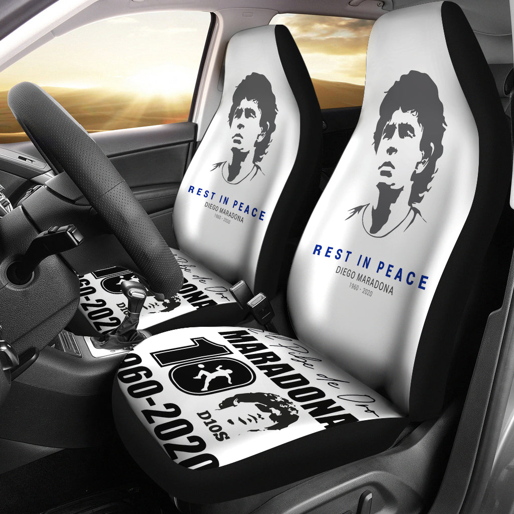 New White Diego Armando Maradona 10 Rip 1969 2022 Car Seat Covers Gift For Fooball