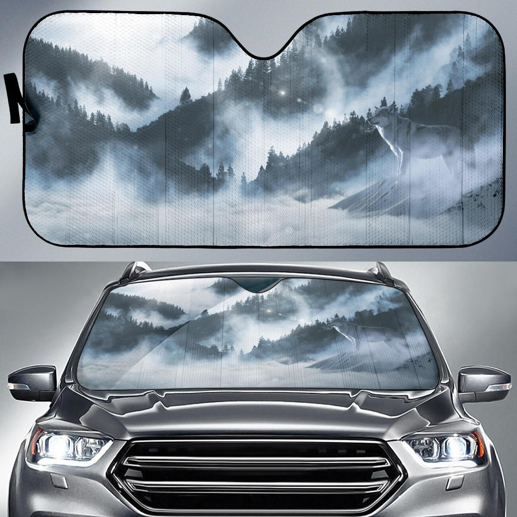 Arctic Wolf White Wolf Winter Mountains 4K Car Sun Shade Gift Ideas 2022