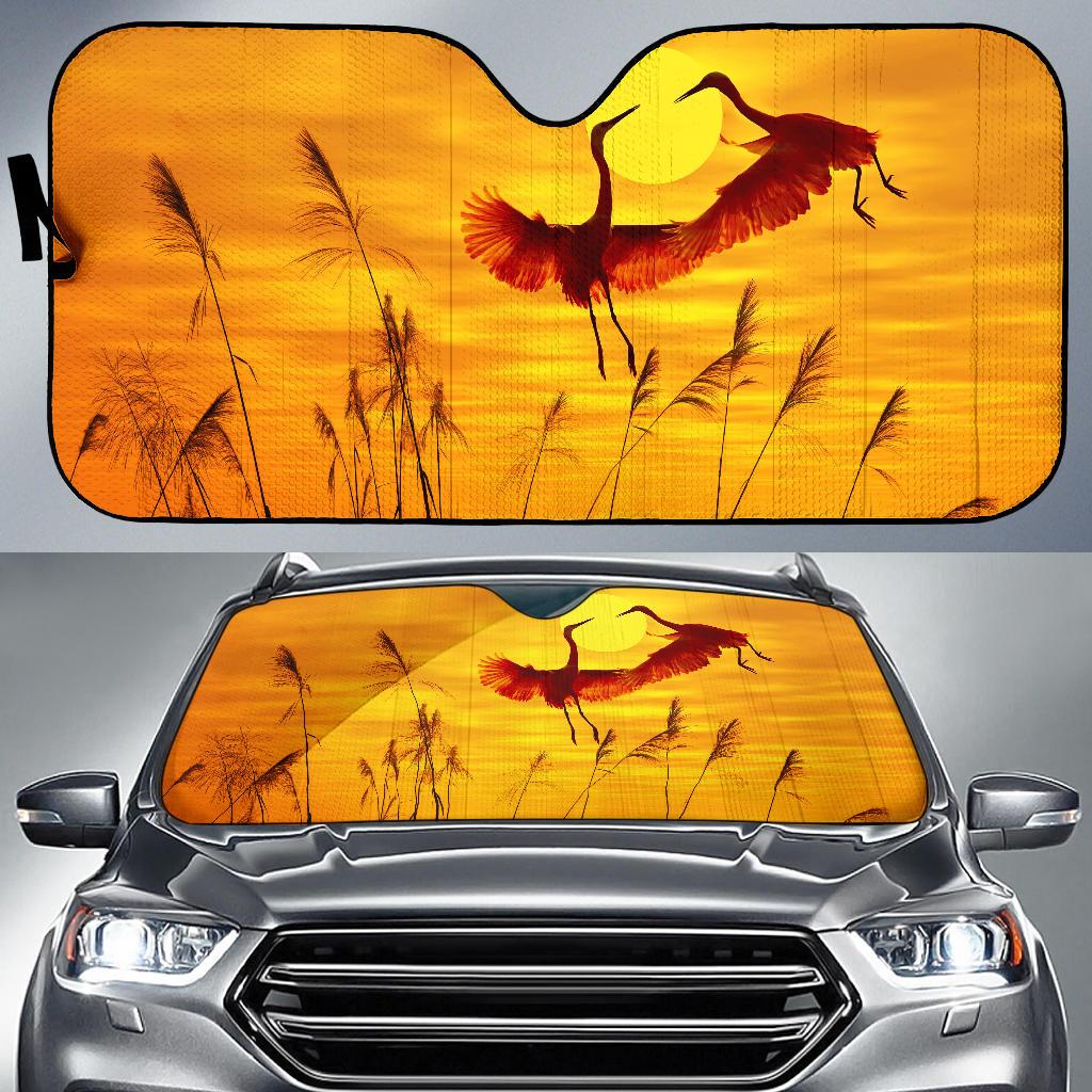 Sunset Dusk Birds Egrets 5K Car Sun Shade Gift Ideas 2022