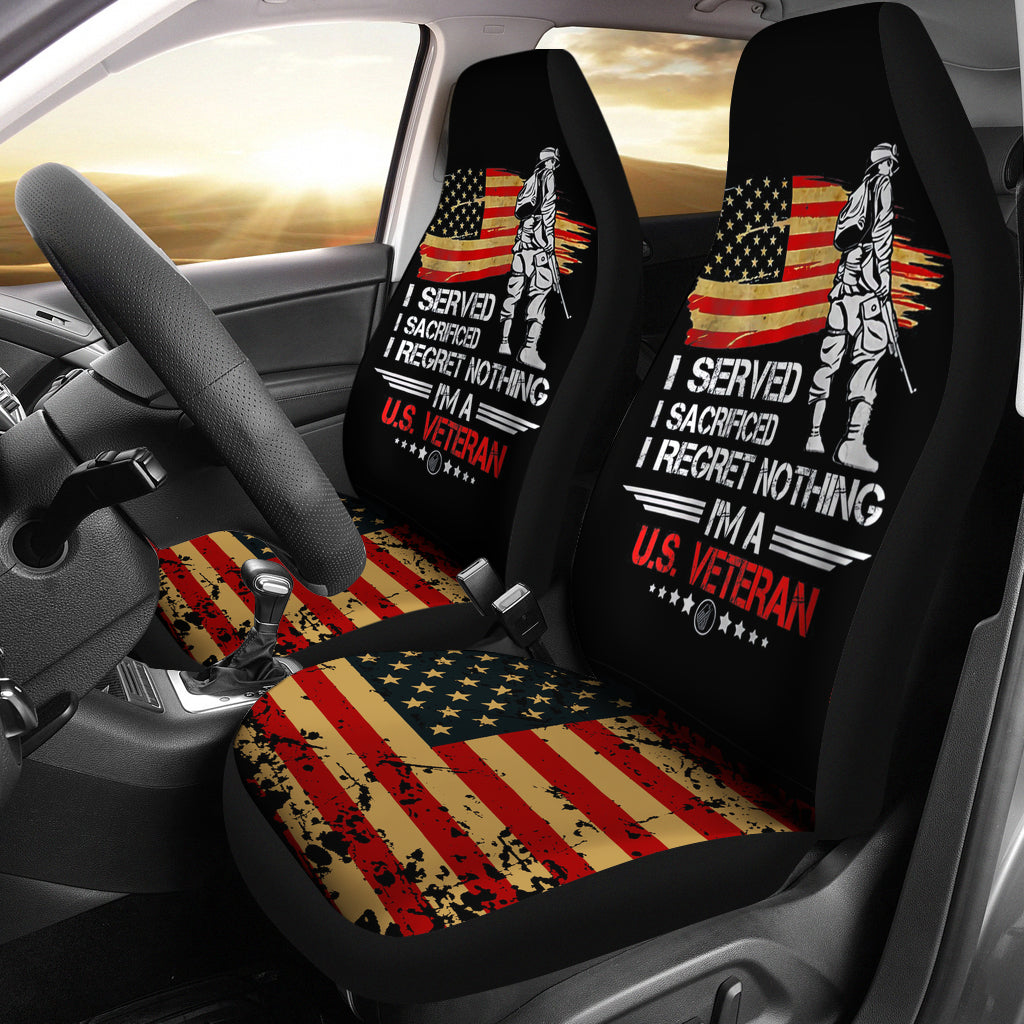 Us Proud Army Veteran Gifts I'M A U.S Veteran American Flag Car Seat Covers