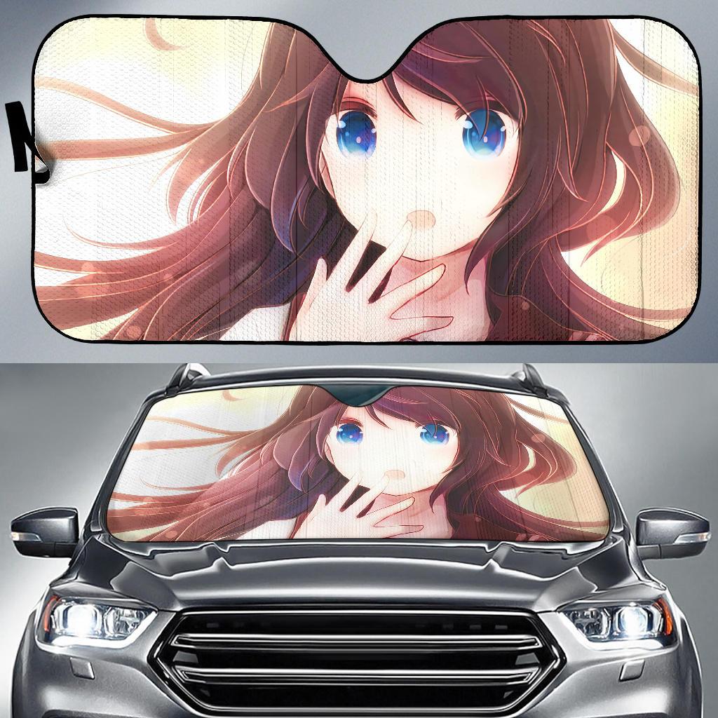 Anime Girl Blue Eyes 4K Car Sun Shade Gift Ideas 2022