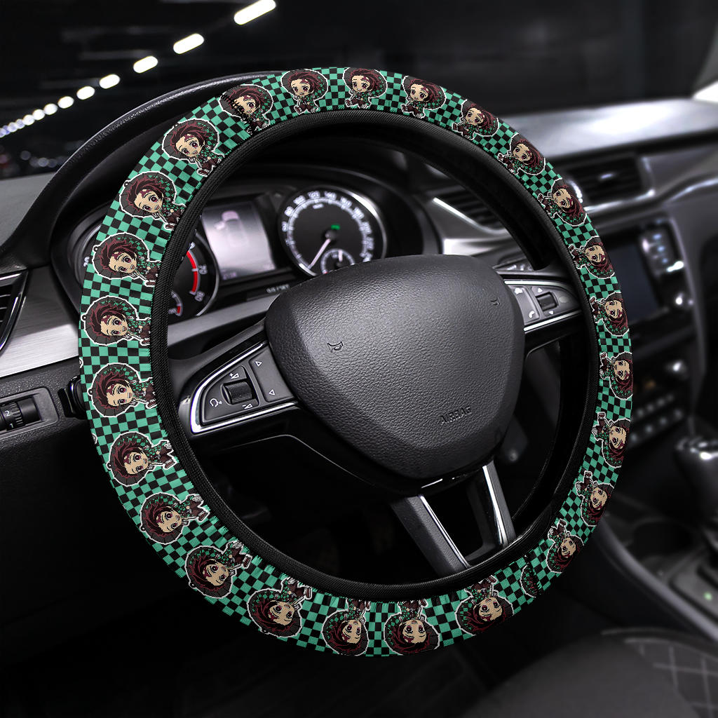 Cute Kamado Tanjiro Demon Slayer Anime Car Steering Wheel Cover 1