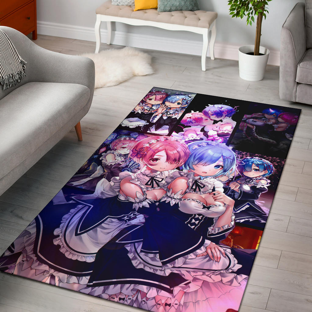 Ram And Rem Anime Girl Re Zero Area Rug Carpet