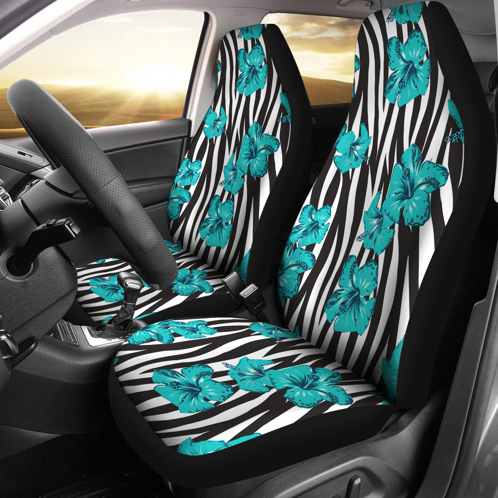 Blue Flower Zebra Seat Covers