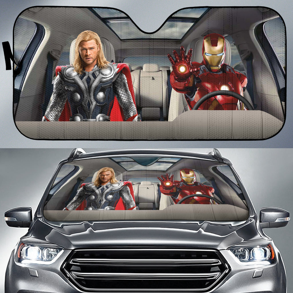 Thor And Iron Man Auto Sun Shade