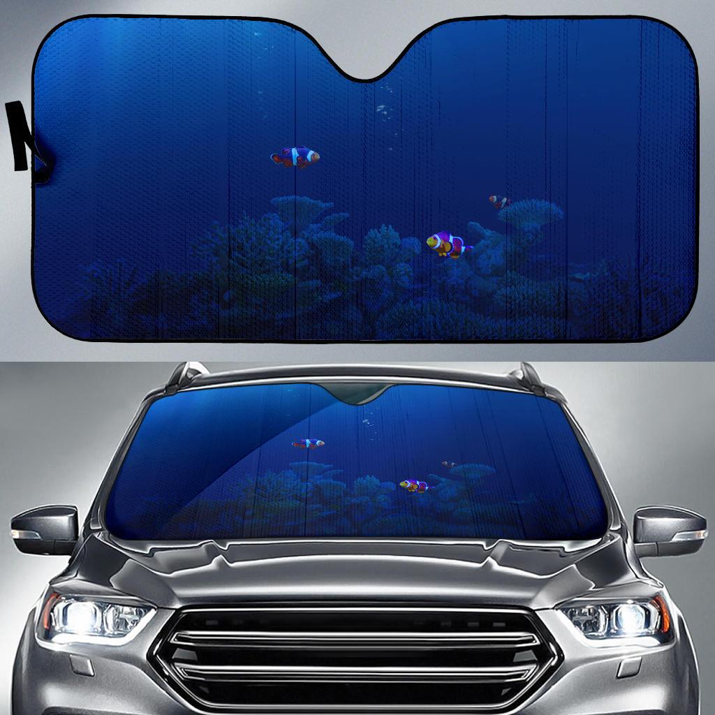 Underwater Fishes Coral Reef Under The Sea Blue Honor 2022 Car Sun Shade Gift Ideas 2022