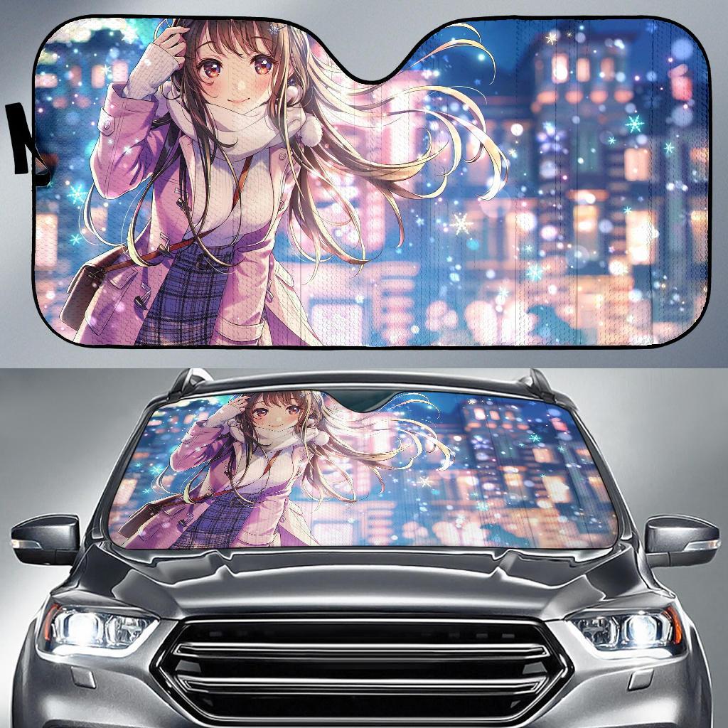 Anime Girl Snow Hd Car Sun Shade Gift Ideas 2022